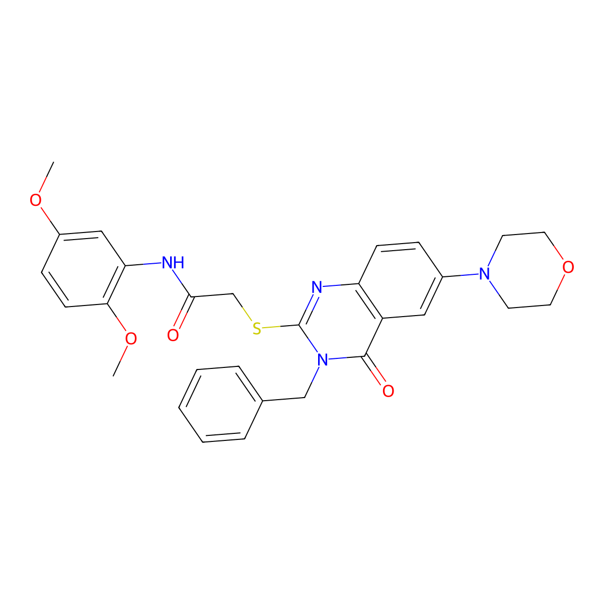 2-(3-benzyl-6-morpholin-4-yl-4-oxoquinazolin-2-yl)sulfanyl-N-(2,5-dimethoxyphenyl)acetamide molecular structure, CAS 422278-81-7