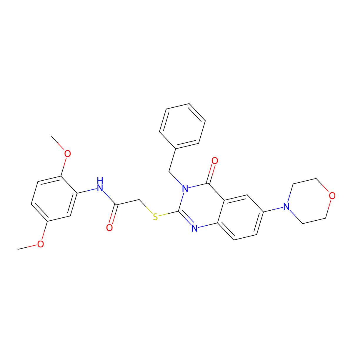 2-(3-benzyl-6-morpholin-4-yl-4-oxoquinazolin-2-yl)sulfanyl-N-(2,5-dimethoxyphenyl)acetamide molecular structure, CAS 422278-81-7