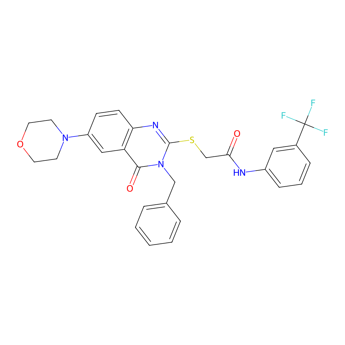 2-(3-benzyl-6-morpholin-4-yl-4-oxoquinazolin-2-yl)sulfanyl-N-[3-(trifluoromethyl)phenyl]acetamide molecular structure, CAS 422278-82-8