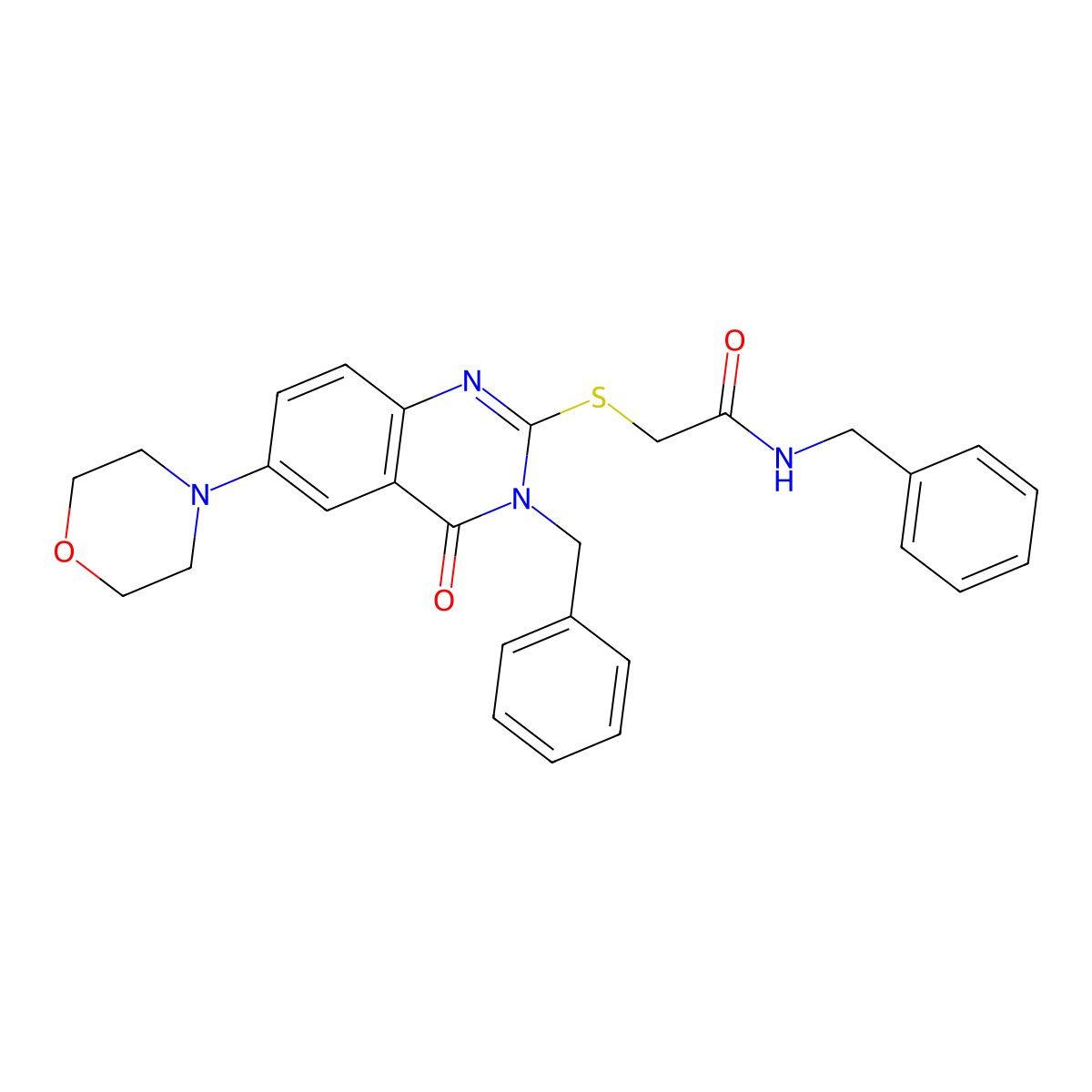 N-benzyl-2-(3-benzyl-6-morpholin-4-yl-4-oxoquinazolin-2-yl)sulfanylacetamide molecular structure, CAS 422278-83-9