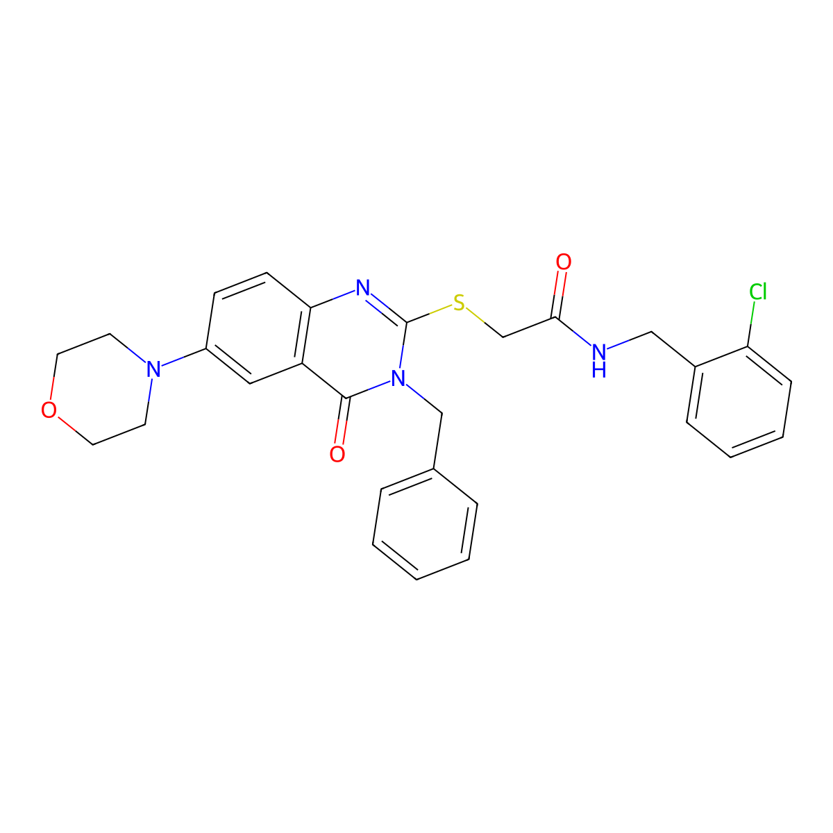 2-(3-benzyl-6-morpholin-4-yl-4-oxoquinazolin-2-yl)sulfanyl-N-[(2-chlorophenyl)methyl]acetamide molecular structure, CAS 422278-85-1