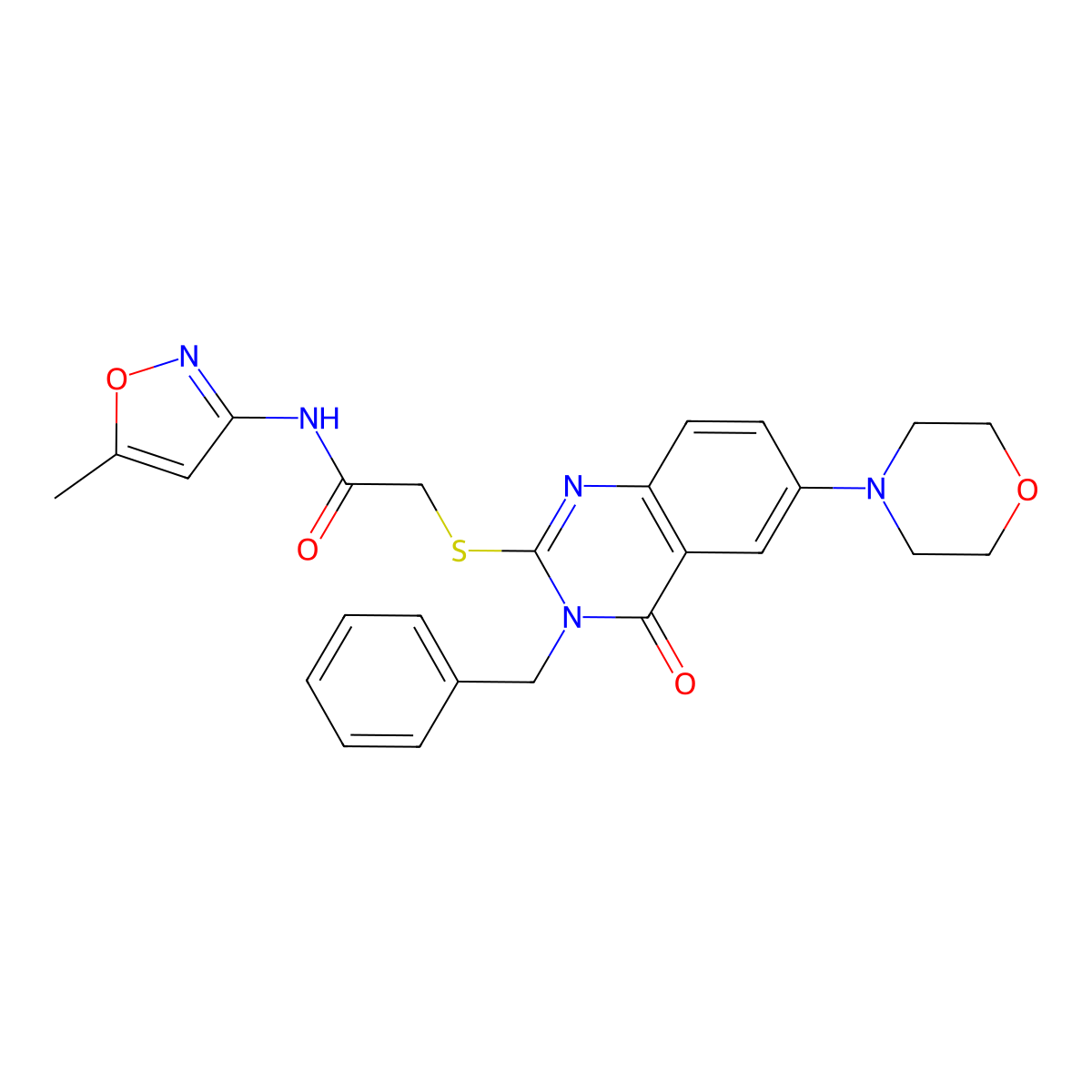 2-((3-benzyl-6-morpholino-4-oxo-3,4-dihydroquinazolin-2-yl)thio)-N-(5-methylisoxazol-3-yl)acetamide molecular structure, CAS 422278-86-2