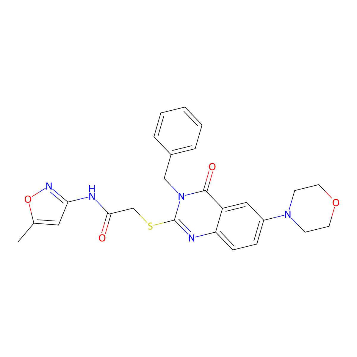2-((3-benzyl-6-morpholino-4-oxo-3,4-dihydroquinazolin-2-yl)thio)-N-(5-methylisoxazol-3-yl)acetamide molecular structure, CAS 422278-86-2