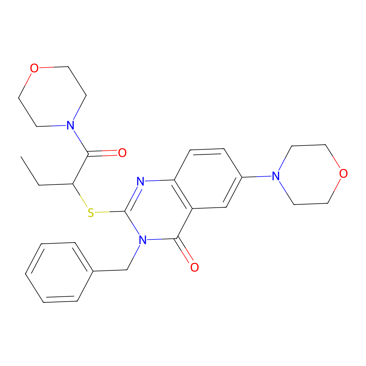 3-Benzyl-6-(morpholin-4-yl)-2-{[1-(morpholin-4-yl)-1-oxobutan-2-yl]sulfanyl}-3,4-dihydroquinazolin-4-one molecular structure, CAS 422278-88-4