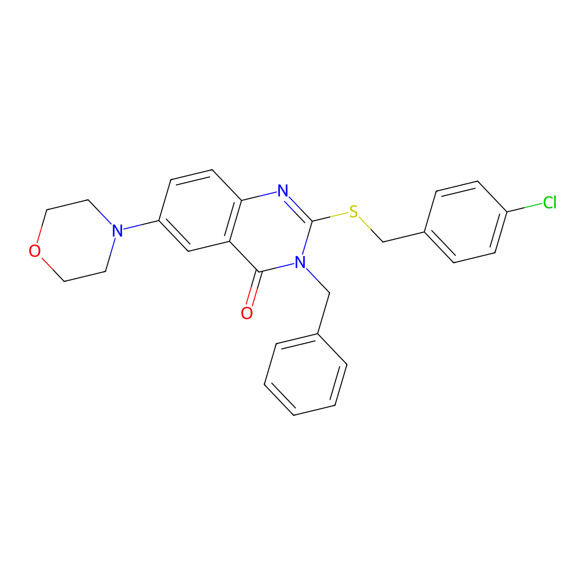 3-benzyl-2-((4-chlorobenzyl)thio)-6-morpholinoquinazolin-4(3H)-one molecular structure, CAS 422278-94-2