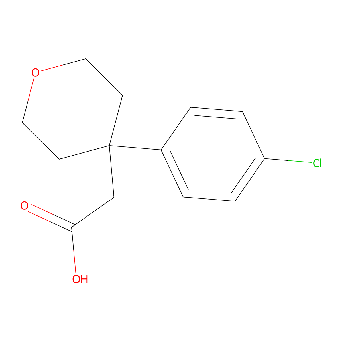2-(4-(4-Chlorophenyl)tetrahydro-2H-pyran-4-yl)acetic acid molecular structure, CAS 422280-49-7