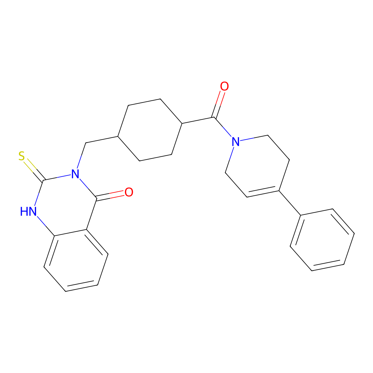 3-[[4-(4-phenyl-3,6-dihydro-2H-pyridine-1-carbonyl)cyclohexyl]methyl]-2-sulfanylidene-1H-quinazolin-4-one molecular structure, CAS 422281-27-4