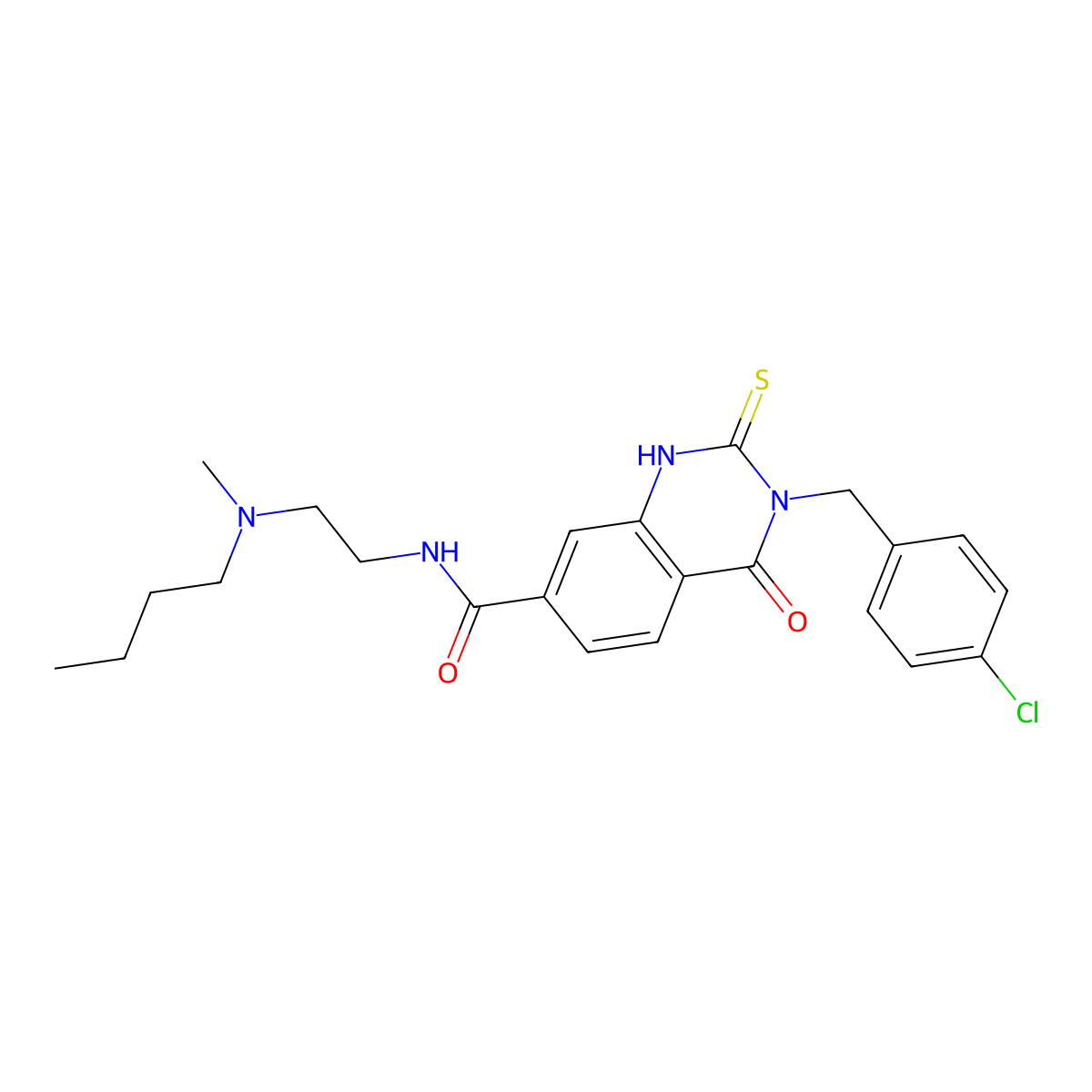 N-[2-[butyl(methyl)amino]ethyl]-3-[(4-chlorophenyl)methyl]-4-oxo-2-sulfanylidene-1H-quinazoline-7-carboxamide molecular structure, CAS 422283-38-3