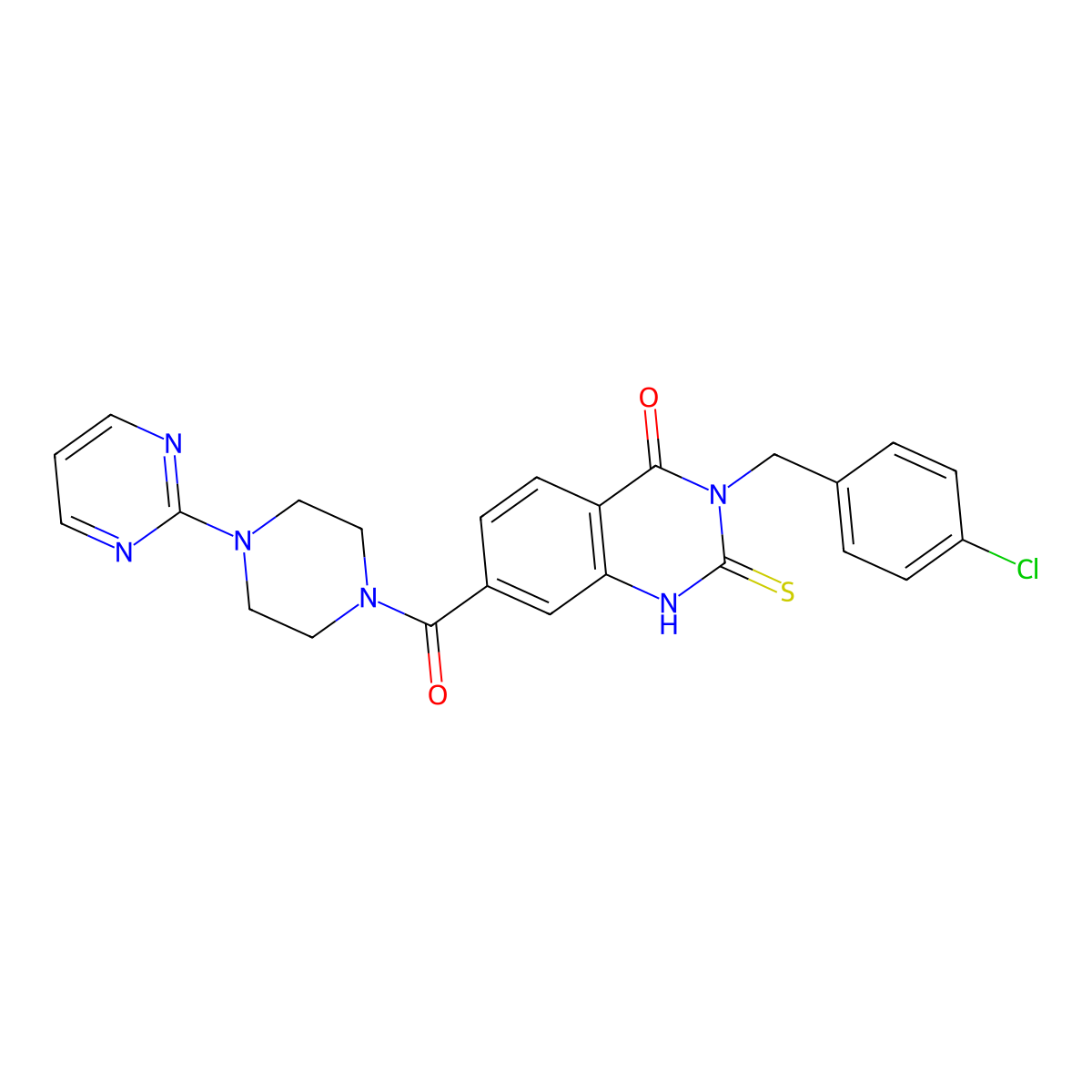 3-[(4-chlorophenyl)methyl]-7-(4-pyrimidin-2-ylpiperazine-1-carbonyl)-2-sulfanylidene-1H-quinazolin-4-one molecular structure, CAS 422283-41-8