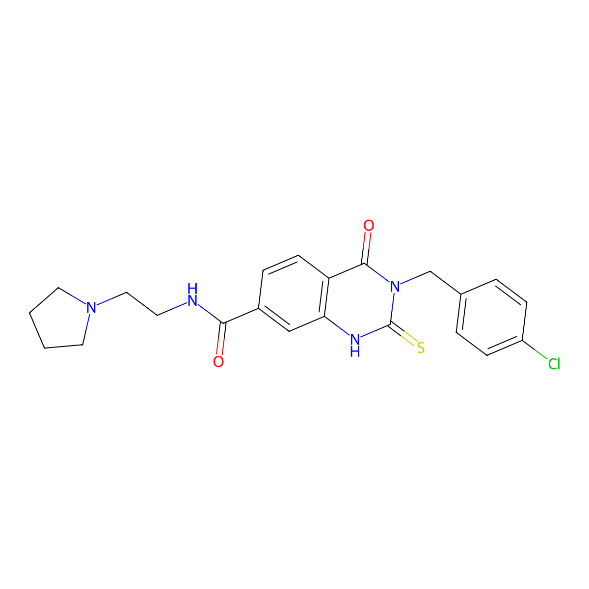 3-[(4-chlorophenyl)methyl]-4-oxo-N-(2-pyrrolidin-1-ylethyl)-2-sulfanylidene-1H-quinazoline-7-carboxamide molecular structure, CAS 422283-45-2