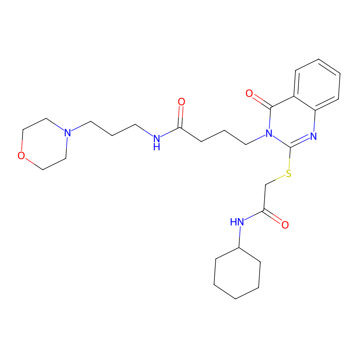 4-(2-{[(cyclohexylcarbamoyl)methyl]sulfanyl}-4-oxo-3,4-dihydroquinazolin-3-yl)-N-[3-(morpholin-4-yl)propyl]butanamide molecular structure, CAS 422286-76-8