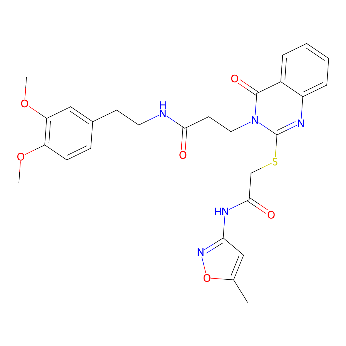 N-(3,4-dimethoxyphenethyl)-3-(2-((2-((5-methylisoxazol-3-yl)amino)-2-oxoethyl)thio)-4-oxoquinazolin-3(4H)-yl)propanamide molecular structure, CAS 422286-93-9