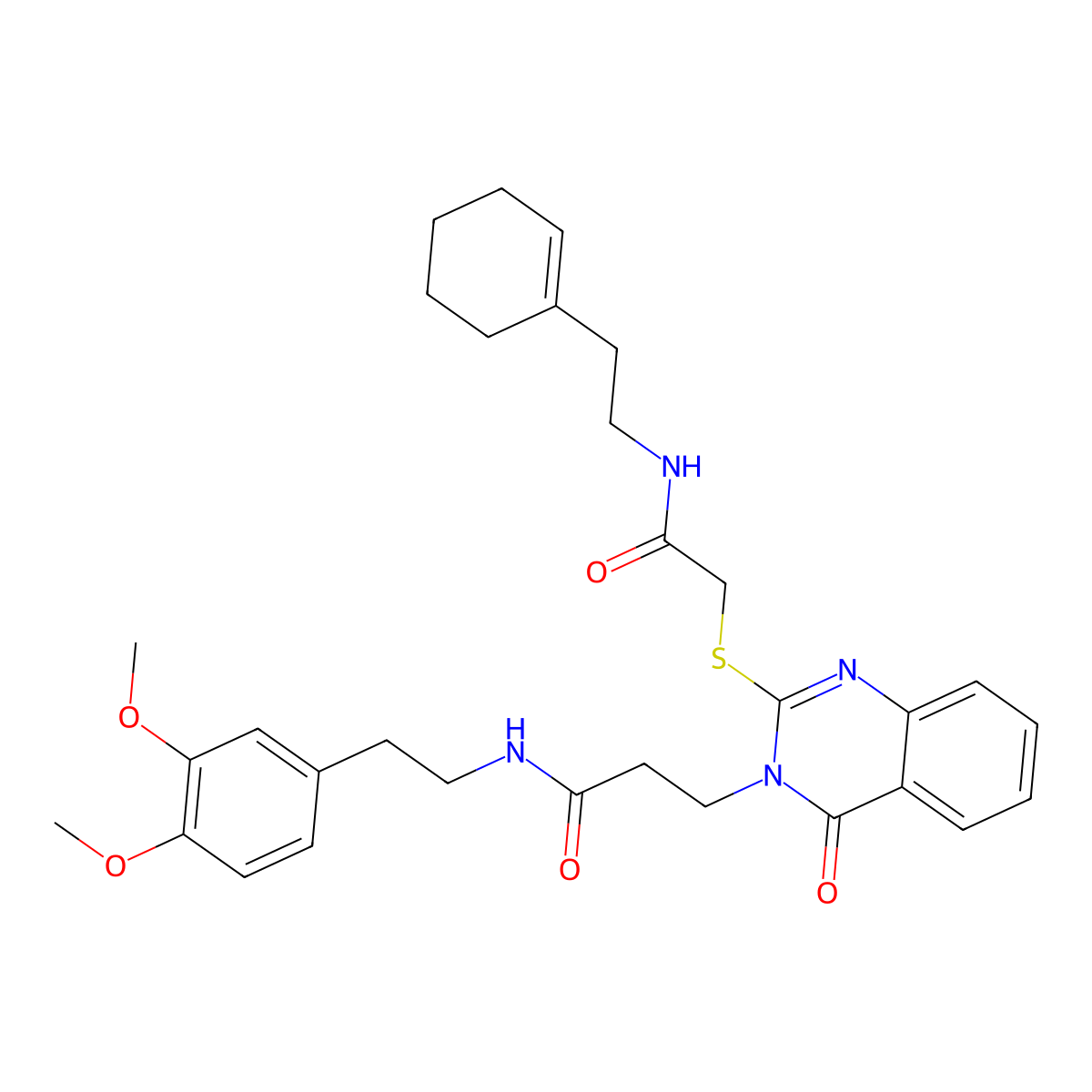 3-[2-[2-[2-(cyclohexen-1-yl)ethylamino]-2-oxoethyl]sulfanyl-4-oxoquinazolin-3-yl]-N-[2-(3,4-dimethoxyphenyl)ethyl]propanamide molecular structure, CAS 422286-95-1
