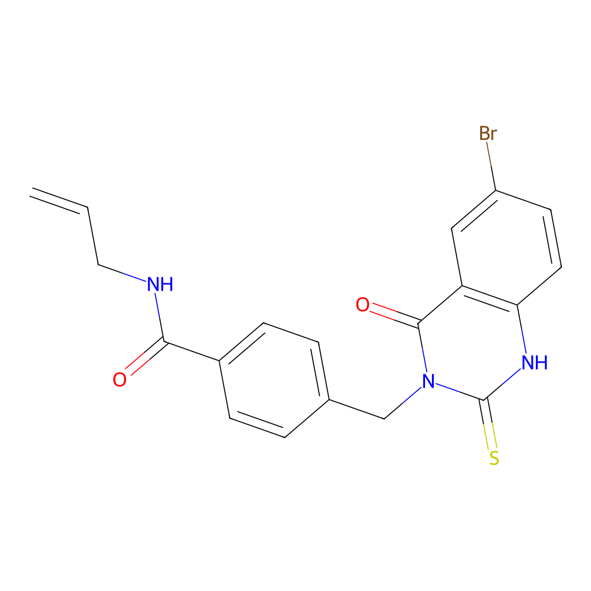 4-[(6-bromo-4-oxo-2-sulfanylidene-1H-quinazolin-3-yl)methyl]-N-prop-2-enylbenzamide molecular structure, CAS 422286-98-4