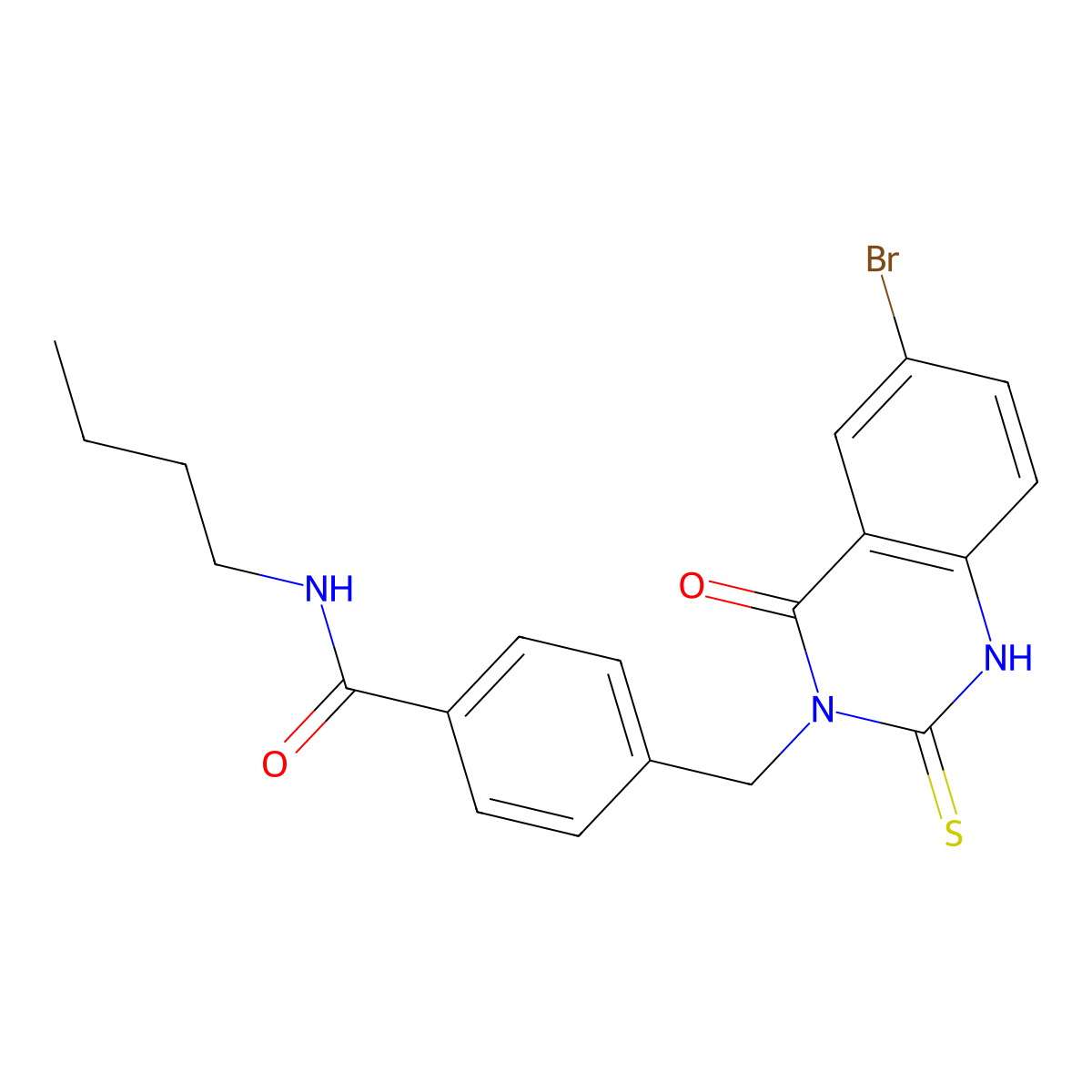4-[(6-bromo-4-oxo-2-sulfanylidene-1H-quinazolin-3-yl)methyl]-N-butylbenzamide molecular structure, CAS 422287-00-1