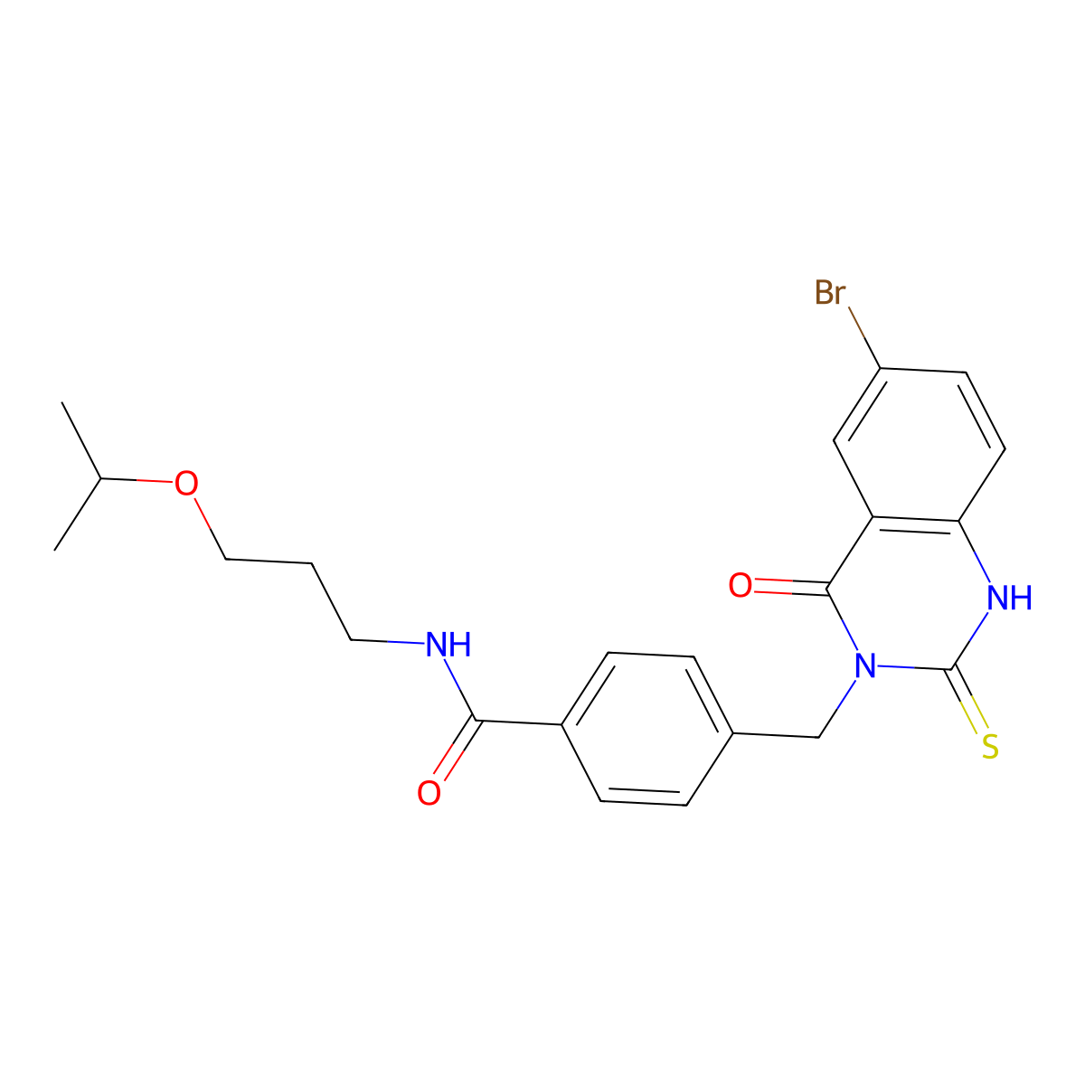 4-[(6-bromo-4-oxo-2-sulfanylidene-1H-quinazolin-3-yl)methyl]-N-(3-propan-2-yloxypropyl)benzamide molecular structure, CAS 422287-04-5