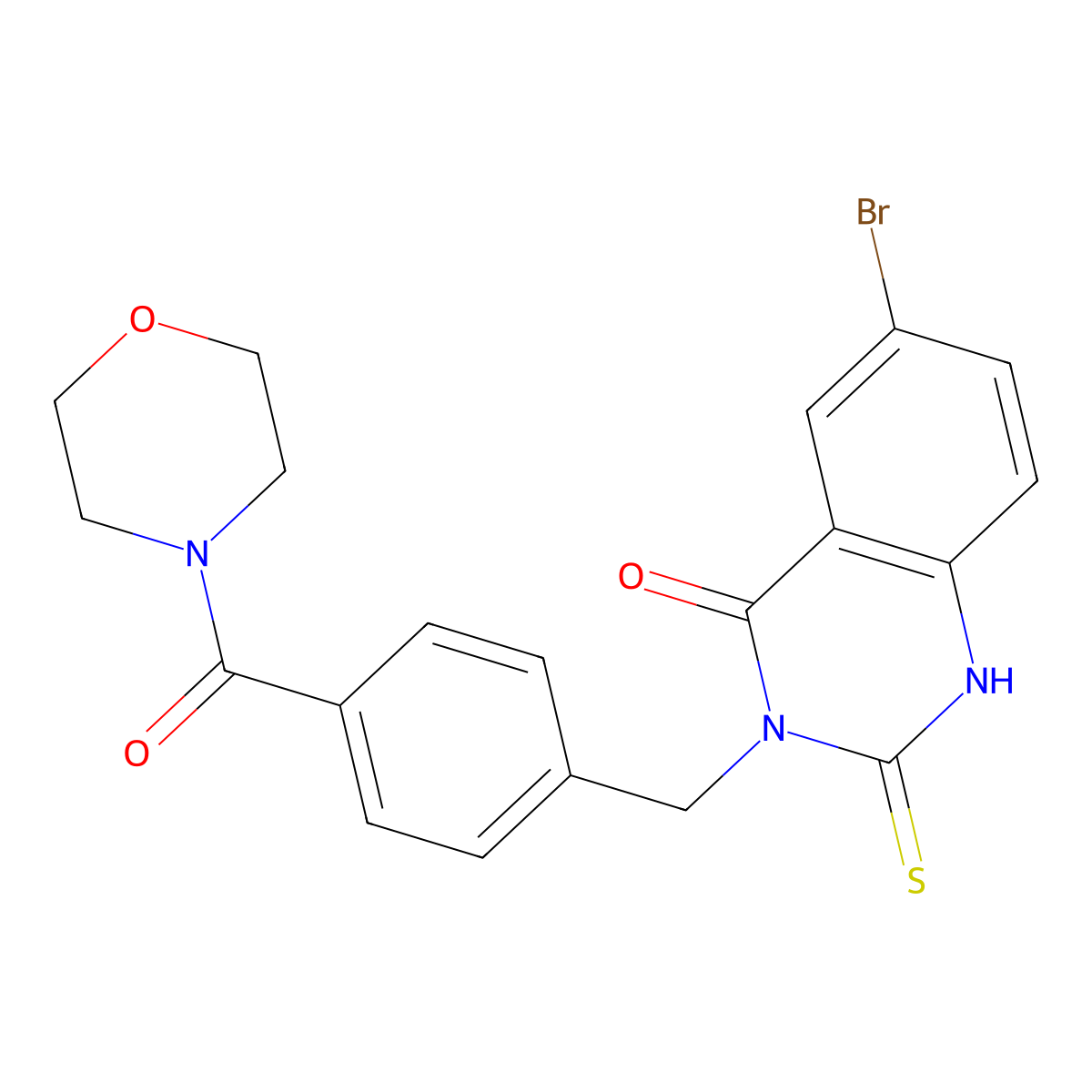 6-bromo-3-[[4-(morpholine-4-carbonyl)phenyl]methyl]-2-sulfanylidene-1H-quinazolin-4-one molecular structure, CAS 422287-06-7