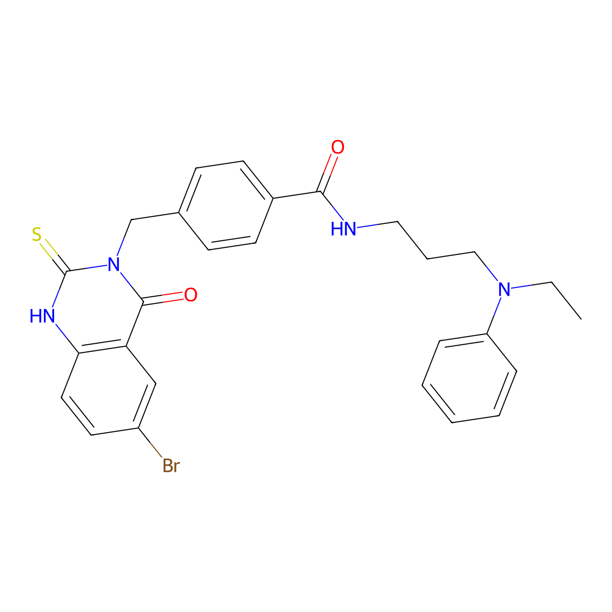 4-[(6-bromo-4-oxo-2-sulfanylidene-1H-quinazolin-3-yl)methyl]-N-[3-(N-ethylanilino)propyl]benzamide molecular structure, CAS 422287-22-7