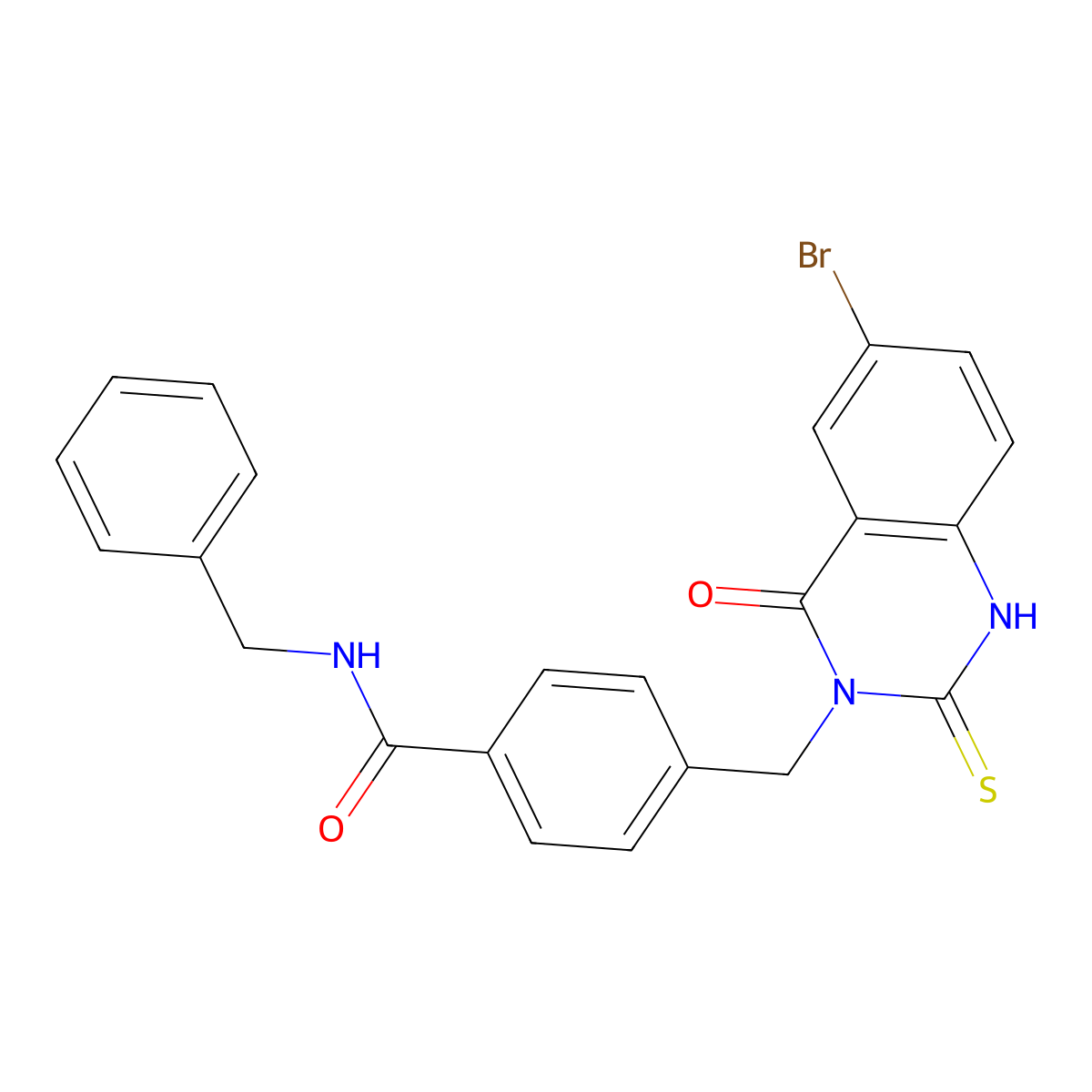 N-benzyl-4-[(6-bromo-4-oxo-2-sulfanylidene-1H-quinazolin-3-yl)methyl]benzamide molecular structure, CAS 422287-26-1