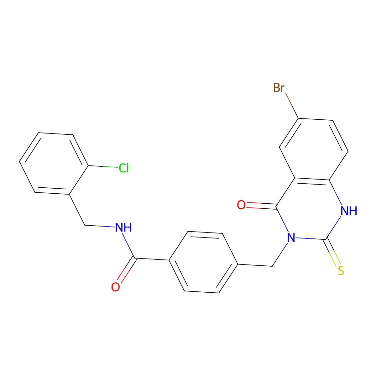 4-[(6-bromo-4-oxo-2-sulfanylidene-1H-quinazolin-3-yl)methyl]-N-[(2-chlorophenyl)methyl]benzamide molecular structure, CAS 422287-27-2