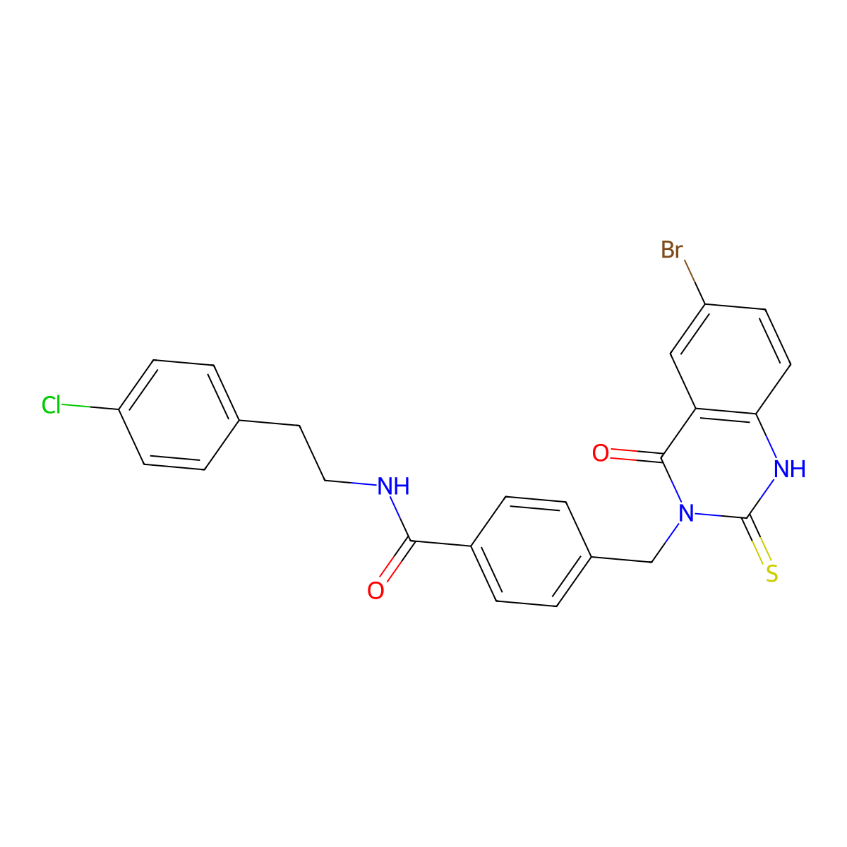 4-[(6-bromo-4-oxo-2-sulfanylidene-1H-quinazolin-3-yl)methyl]-N-[2-(4-chlorophenyl)ethyl]benzamide molecular structure, CAS 422287-34-1