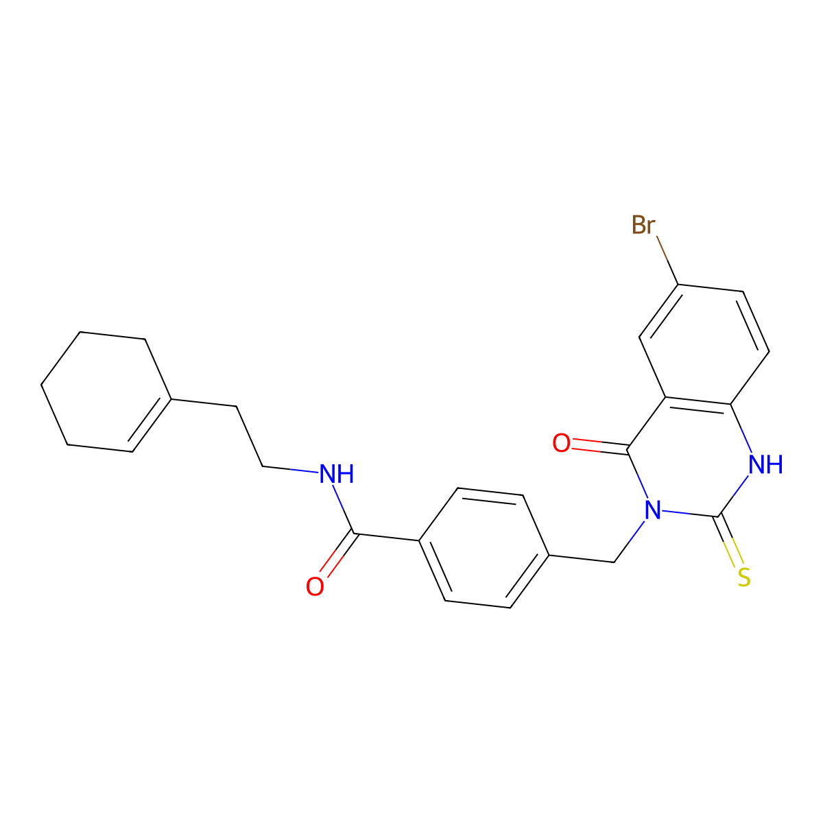 4-[(6-bromo-4-oxo-2-sulfanylidene-1H-quinazolin-3-yl)methyl]-N-[2-(cyclohexen-1-yl)ethyl]benzamide molecular structure, CAS 422287-36-3
