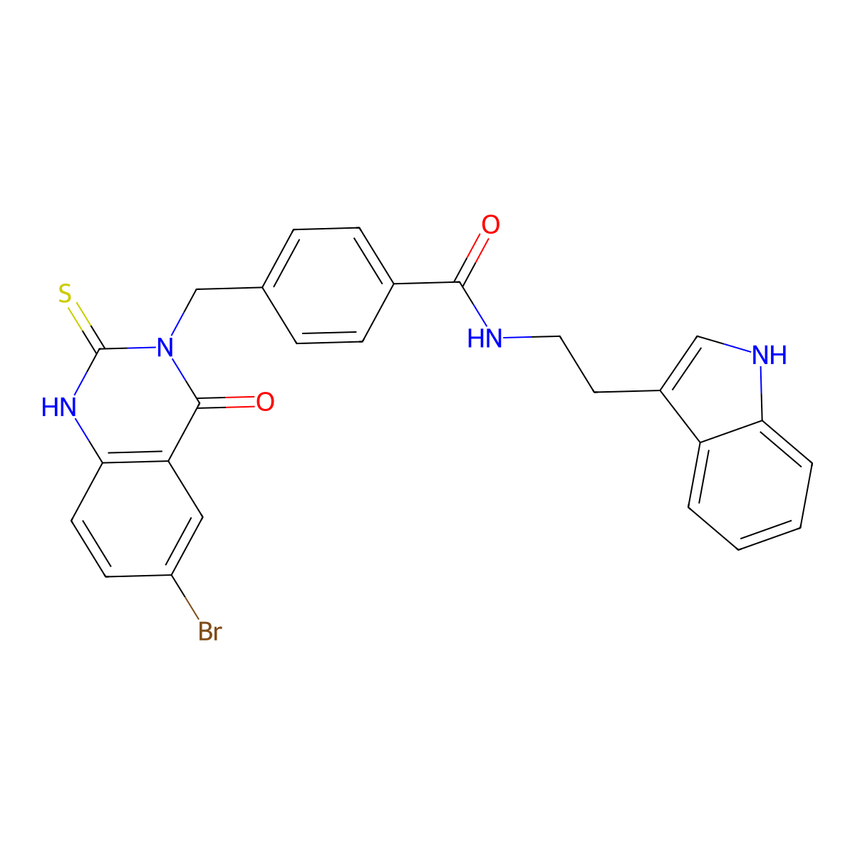 4-[(6-bromo-4-oxo-2-sulfanylidene-1H-quinazolin-3-yl)methyl]-N-[2-(1H-indol-3-yl)ethyl]benzamide molecular structure, CAS 422287-37-4
