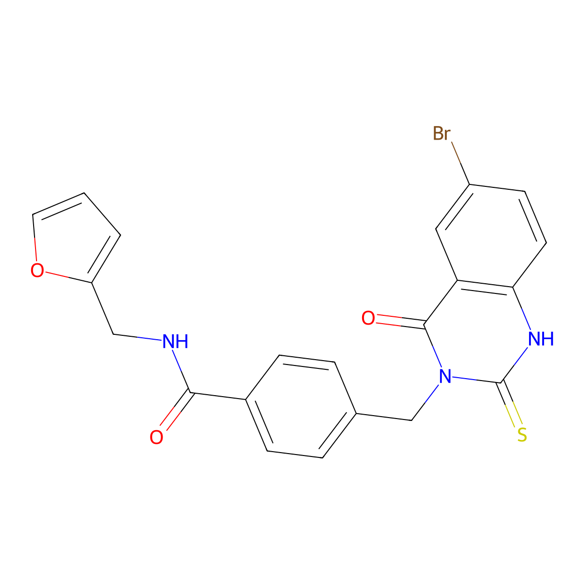 4-[(6-bromo-4-oxo-2-sulfanylidene-1H-quinazolin-3-yl)methyl]-N-(furan-2-ylmethyl)benzamide molecular structure, CAS 422287-54-5
