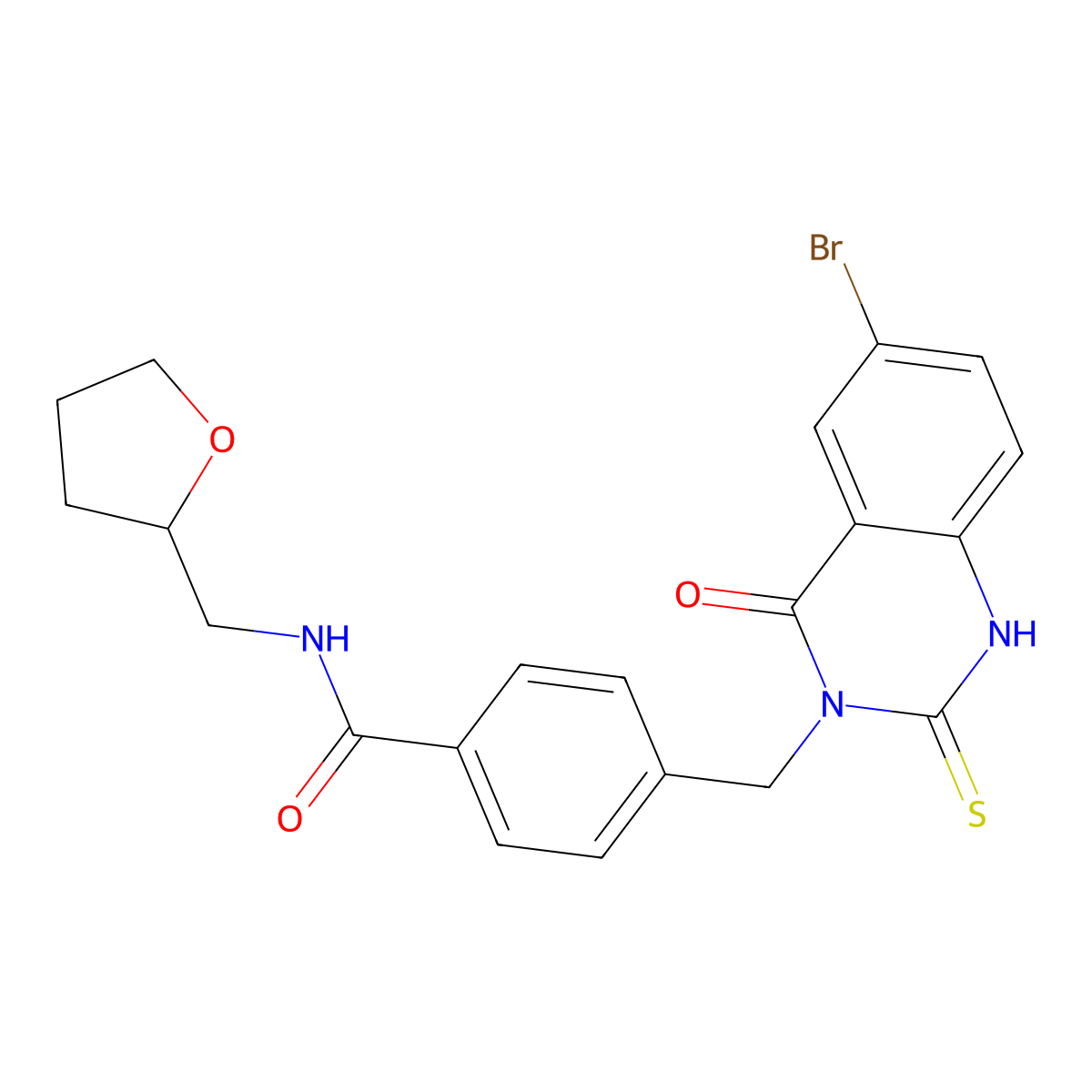4-[(6-bromo-4-oxo-2-sulfanylidene-1H-quinazolin-3-yl)methyl]-N-(oxolan-2-ylmethyl)benzamide molecular structure, CAS 422287-55-6