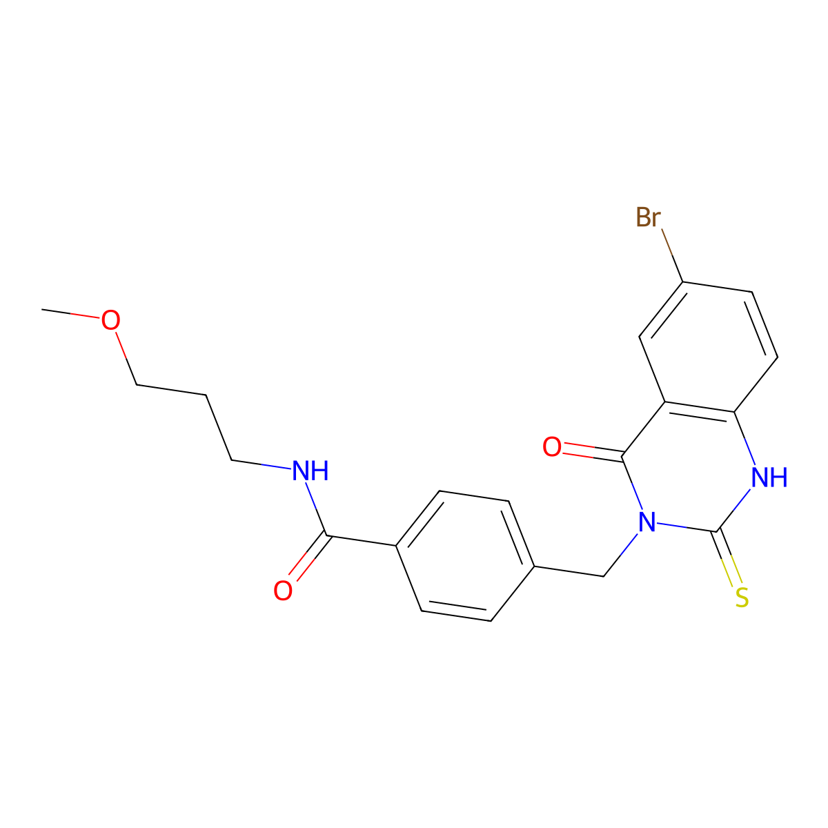 4-[(6-bromo-4-oxo-2-sulfanylidene-1H-quinazolin-3-yl)methyl]-N-(3-methoxypropyl)benzamide molecular structure, CAS 422287-61-4
