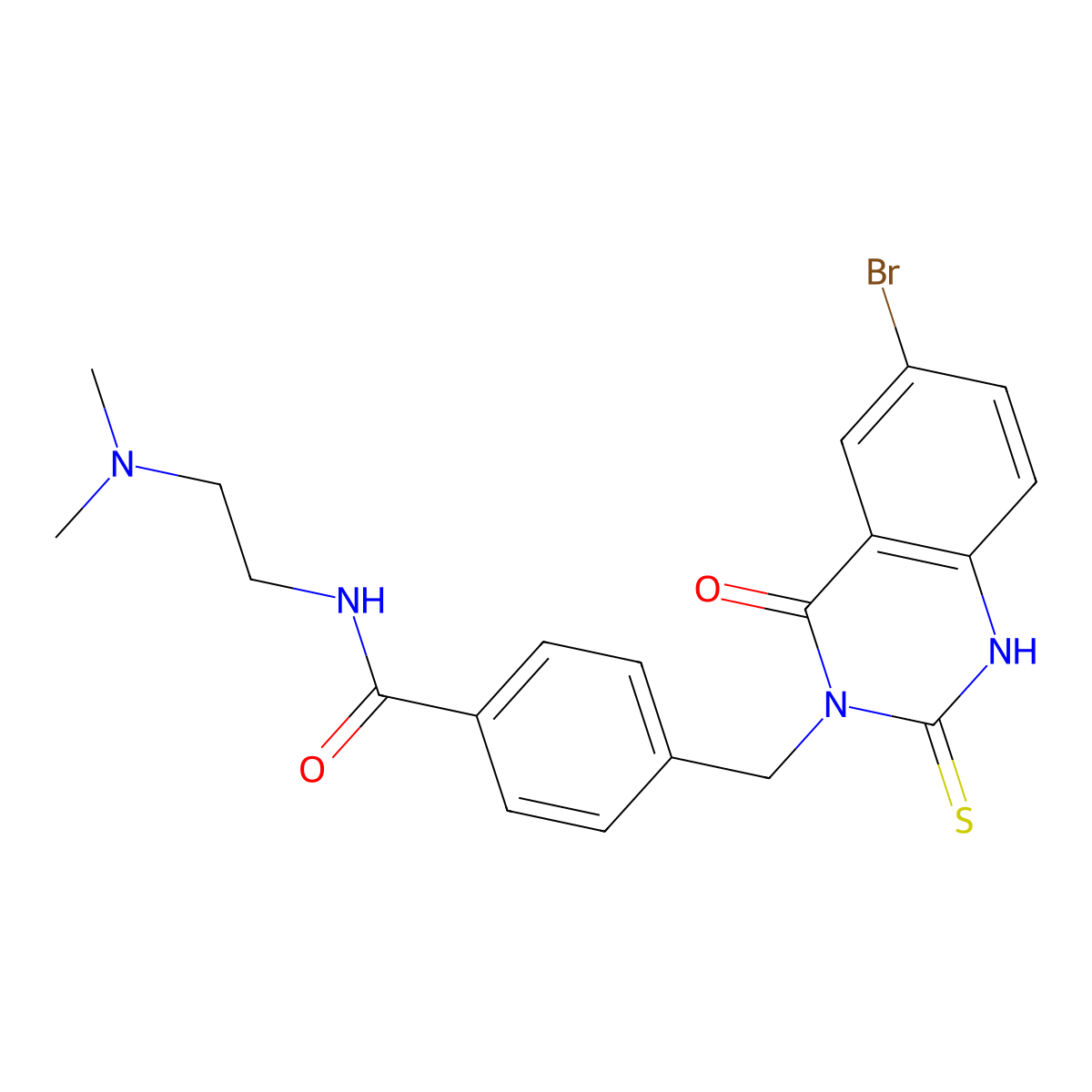 4-((6-bromo-4-oxo-2-thioxo-1,2-dihydroquinazolin-3(4H)-yl)methyl)-N-(2-(dimethylamino)ethyl)benzamide molecular structure, CAS 422287-62-5