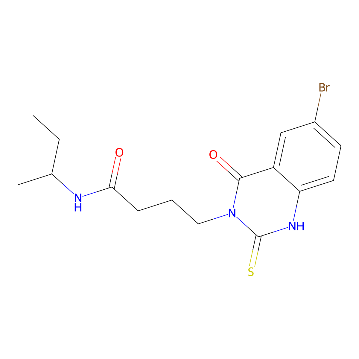 4-(6-bromo-4-oxo-2-thioxo-1,2-dihydroquinazolin-3(4H)-yl)-N-(sec-butyl)butanamide molecular structure, CAS 422287-70-5