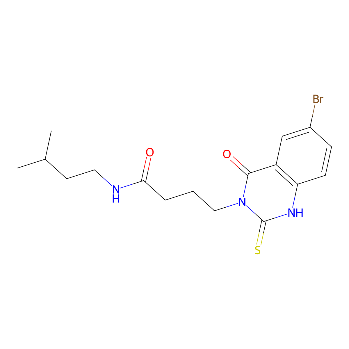 4-(6-bromo-4-oxo-2-sulfanylidene-1H-quinazolin-3-yl)-N-(3-methylbutyl)butanamide molecular structure, CAS 422287-72-7