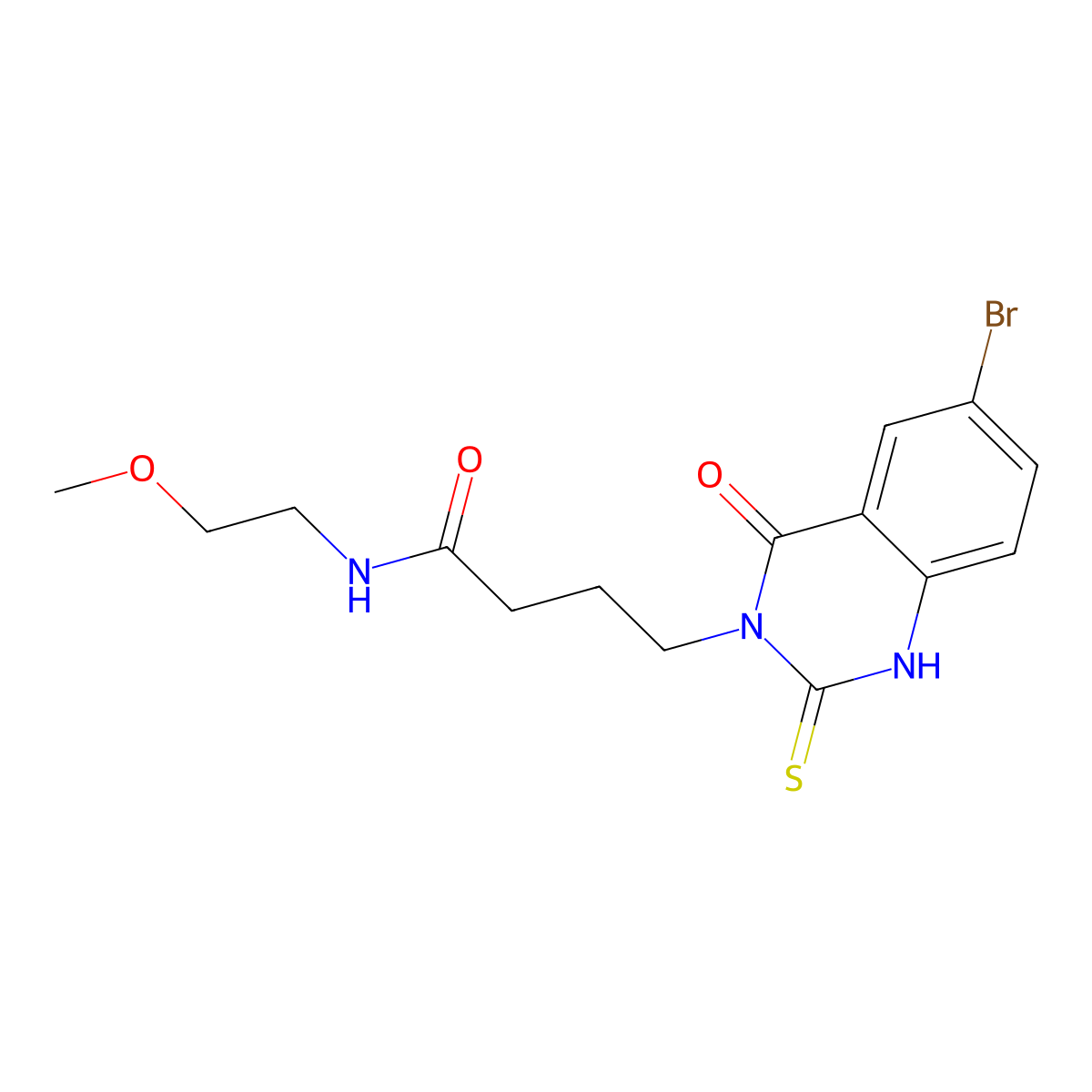 4-(6-bromo-4-oxo-2-sulfanylidene-1H-quinazolin-3-yl)-N-(2-methoxyethyl)butanamide molecular structure, CAS 422287-73-8