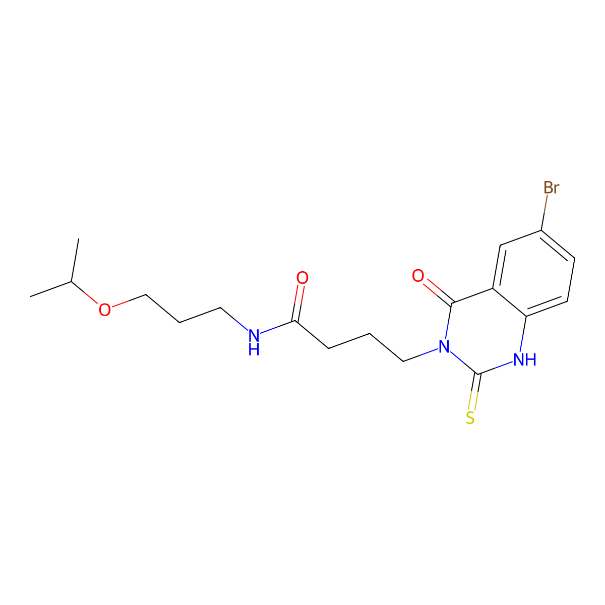 4-(6-bromo-4-oxo-2-sulfanylidene-1H-quinazolin-3-yl)-N-(3-propan-2-yloxypropyl)butanamide molecular structure, CAS 422287-74-9