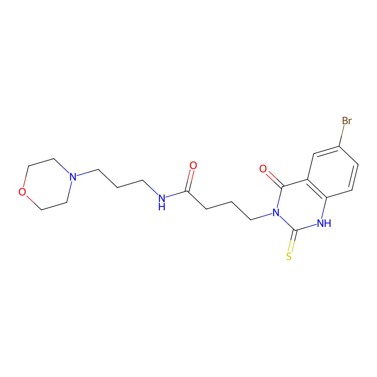 4-(6-bromo-4-oxo-2-sulfanylidene-1H-quinazolin-3-yl)-N-(3-morpholin-4-ylpropyl)butanamide molecular structure, CAS 422287-76-1