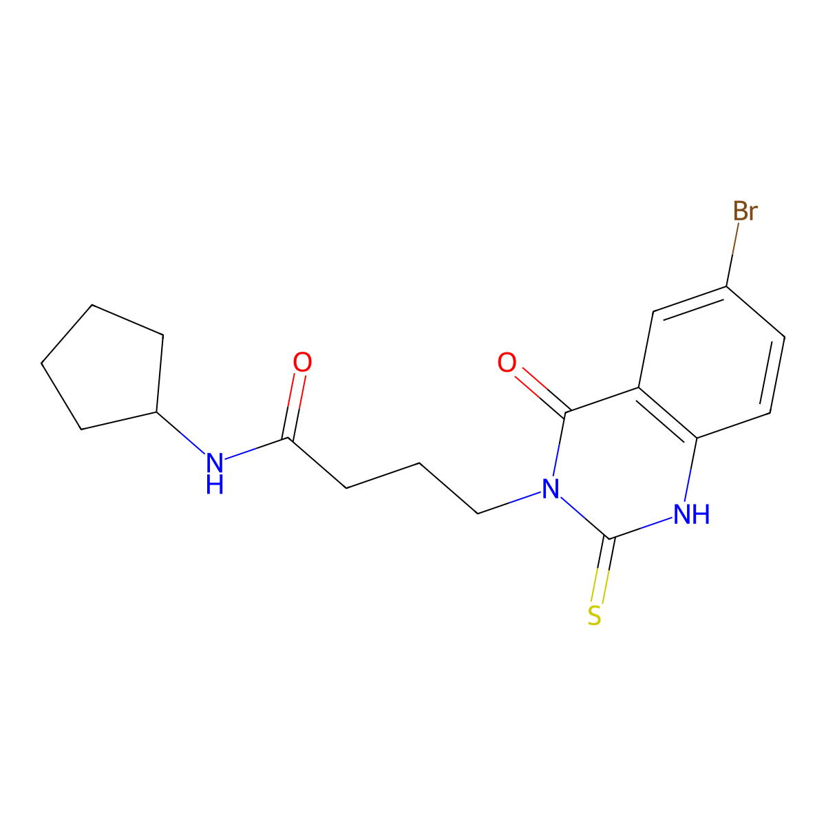 4-(6-bromo-4-oxo-2-sulfanylidene-1H-quinazolin-3-yl)-N-cyclopentylbutanamide molecular structure, CAS 422287-81-8