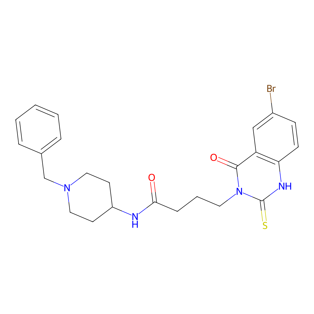 N-(1-benzylpiperidin-4-yl)-4-(6-bromo-4-oxo-2-sulfanylidene-1H-quinazolin-3-yl)butanamide molecular structure, CAS 422287-83-0