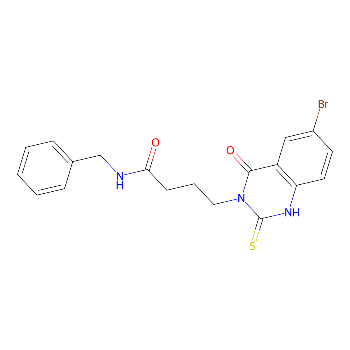 N-benzyl-4-(6-bromo-4-oxo-2-sulfanylidene-1H-quinazolin-3-yl)butanamide molecular structure, CAS 422287-84-1