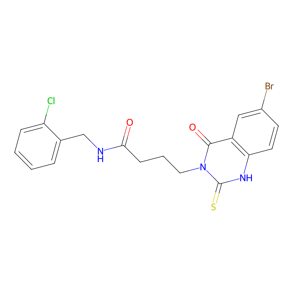 4-(6-bromo-4-oxo-2-sulfanylidene-1H-quinazolin-3-yl)-N-[(2-chlorophenyl)methyl]butanamide molecular structure, CAS 422287-85-2