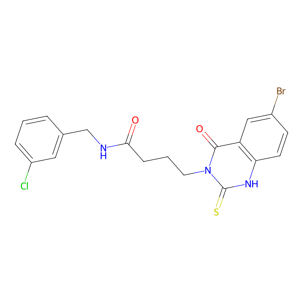 4-(6-bromo-4-oxo-2-sulfanylidene-1H-quinazolin-3-yl)-N-[(3-chlorophenyl)methyl]butanamide molecular structure, CAS 422287-86-3