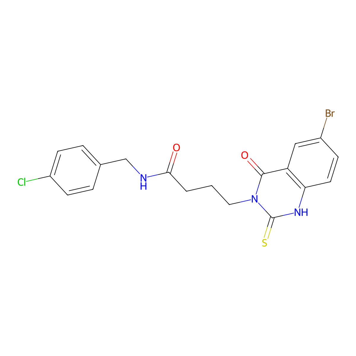 4-(6-bromo-4-oxo-2-sulfanylidene-1H-quinazolin-3-yl)-N-[(4-chlorophenyl)methyl]butanamide molecular structure, CAS 422287-87-4