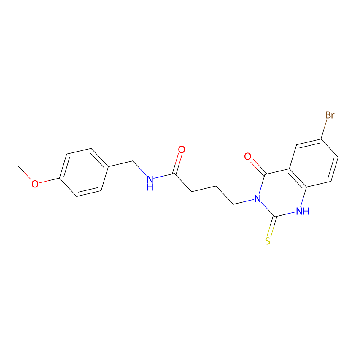 4-(6-bromo-4-oxo-2-sulfanylidene-1H-quinazolin-3-yl)-N-[(4-methoxyphenyl)methyl]butanamide molecular structure, CAS 422287-89-6