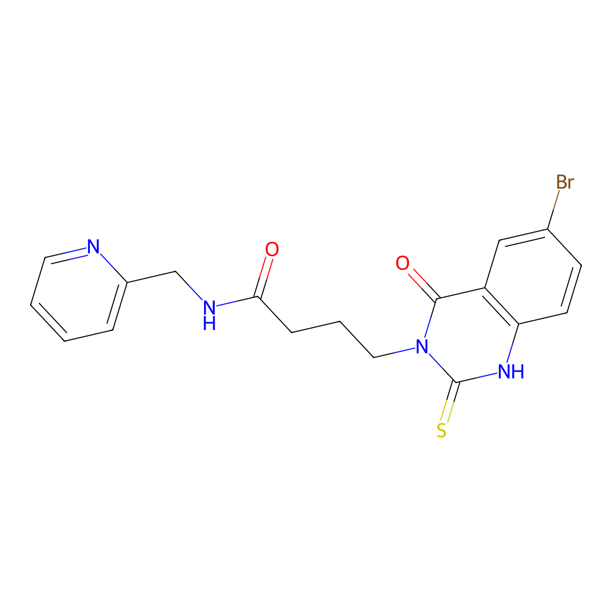 4-(6-bromo-4-oxo-2-sulfanylidene-1H-quinazolin-3-yl)-N-(pyridin-2-ylmethyl)butanamide molecular structure, CAS 422287-91-0