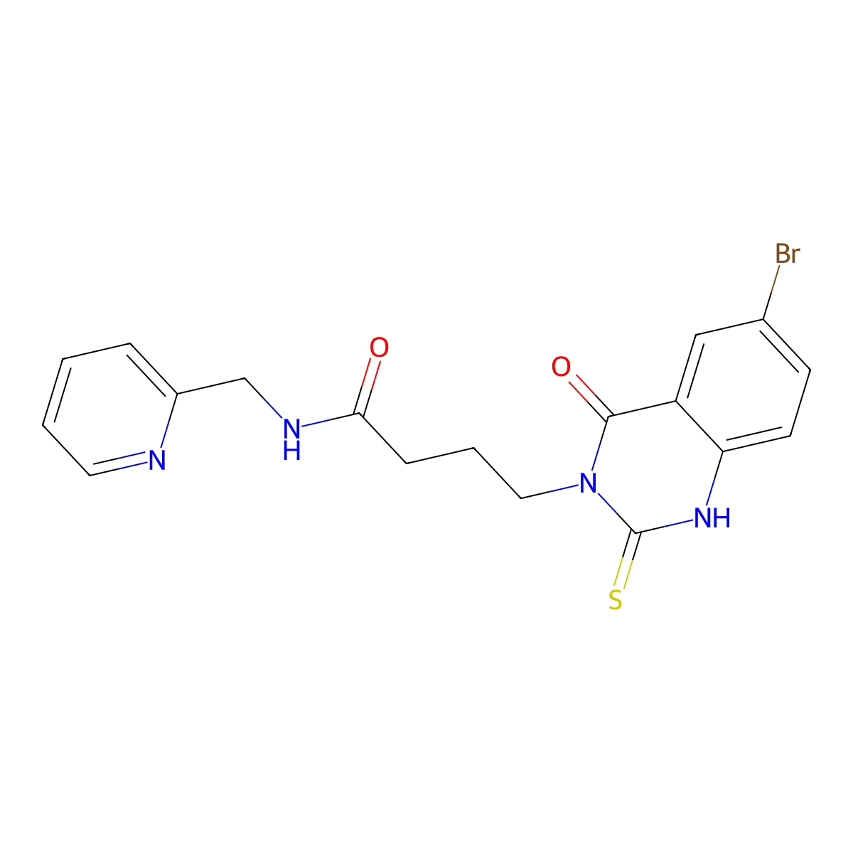 4-(6-bromo-4-oxo-2-sulfanylidene-1H-quinazolin-3-yl)-N-(pyridin-2-ylmethyl)butanamide molecular structure, CAS 422287-91-0