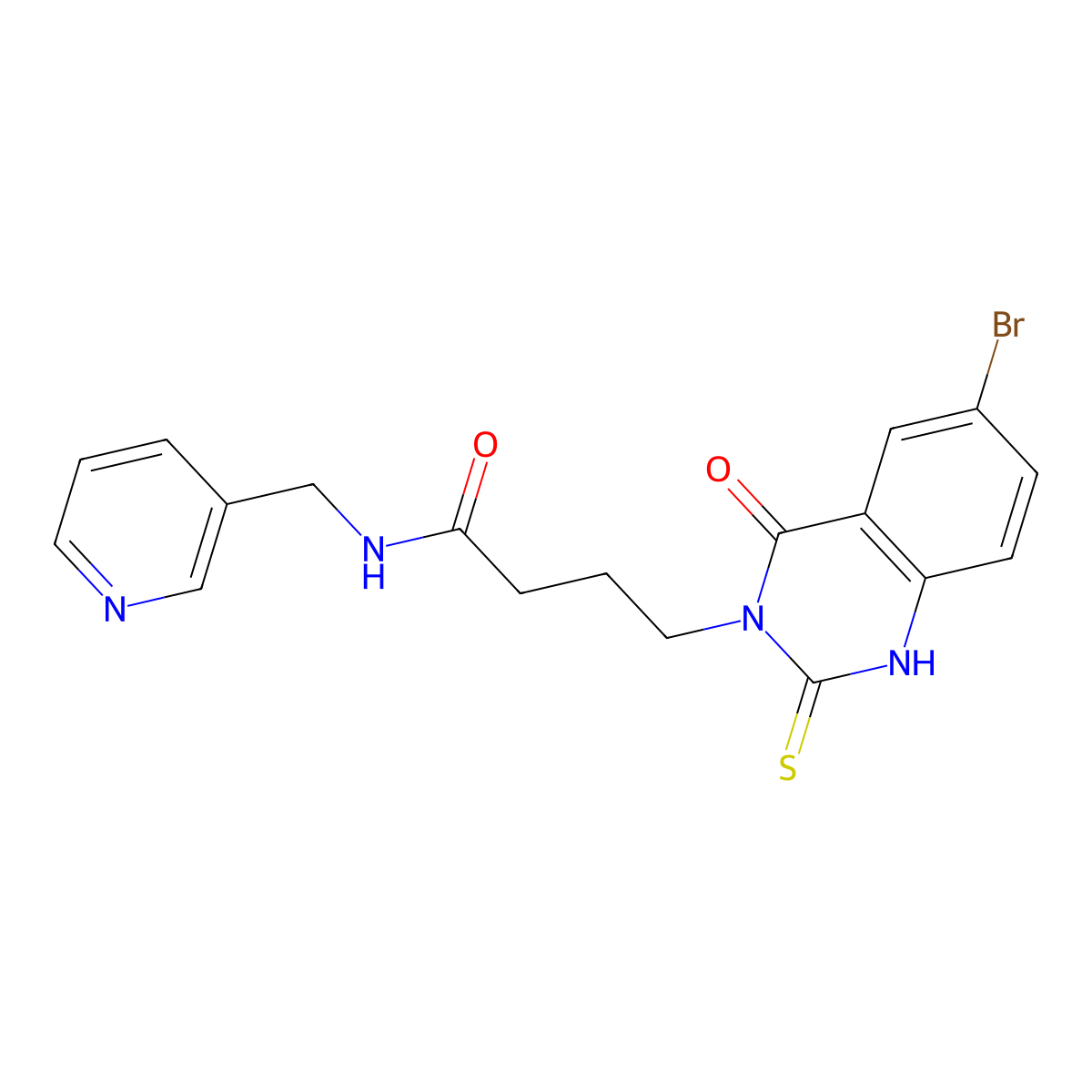 4-(6-bromo-4-oxo-2-sulfanylidene-1H-quinazolin-3-yl)-N-(pyridin-3-ylmethyl)butanamide molecular structure, CAS 422287-92-1