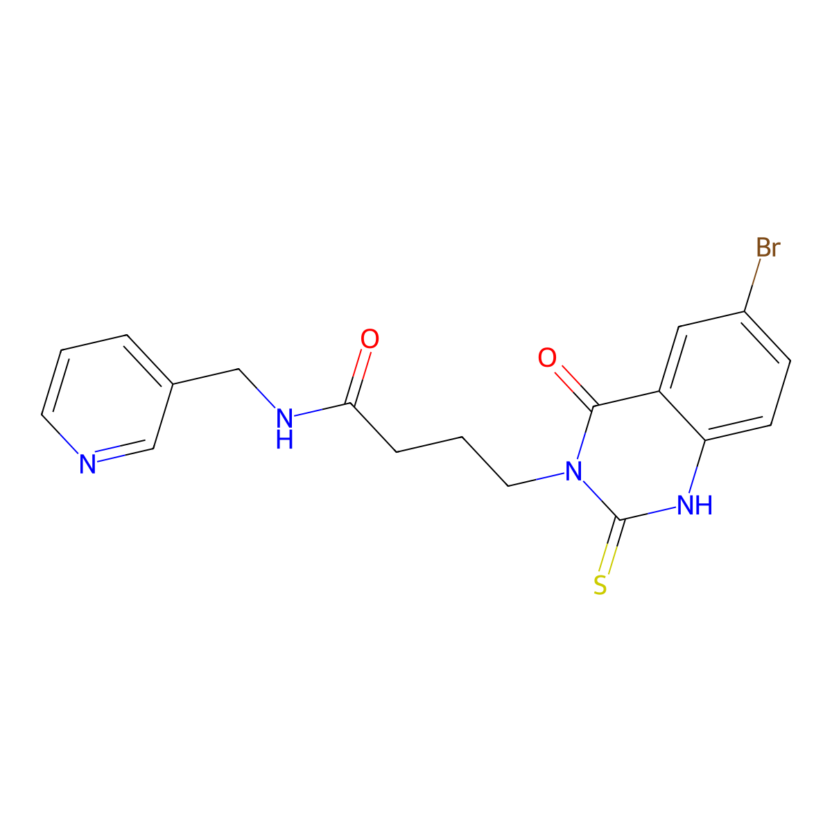 4-(6-bromo-4-oxo-2-sulfanylidene-1H-quinazolin-3-yl)-N-(pyridin-3-ylmethyl)butanamide molecular structure, CAS 422287-92-1