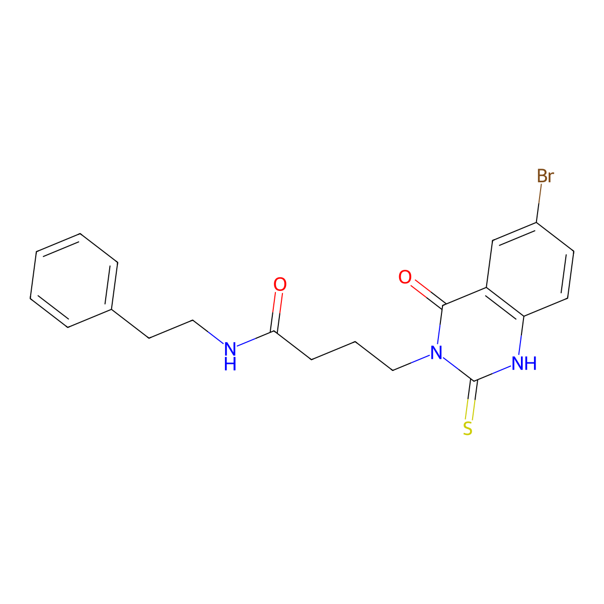 4-(6-bromo-4-oxo-2-thioxo-1,2-dihydroquinazolin-3(4H)-yl)-N-phenethylbutanamide molecular structure, CAS 422287-93-2
