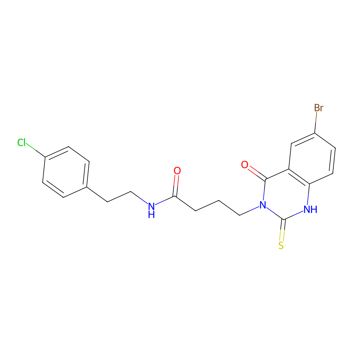 4-(6-bromo-4-oxo-2-sulfanylidene-1H-quinazolin-3-yl)-N-[2-(4-chlorophenyl)ethyl]butanamide molecular structure, CAS 422287-94-3