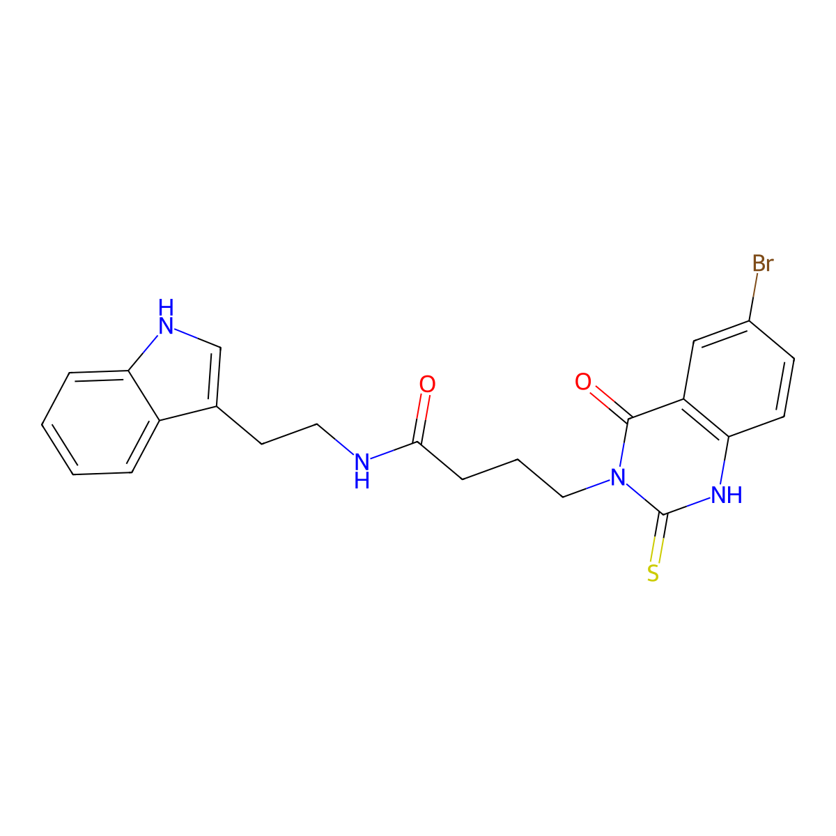 N-(2-(1H-indol-3-yl)ethyl)-4-(6-bromo-4-oxo-2-thioxo-1,2-dihydroquinazolin-3(4H)-yl)butanamide molecular structure, CAS 422287-96-5